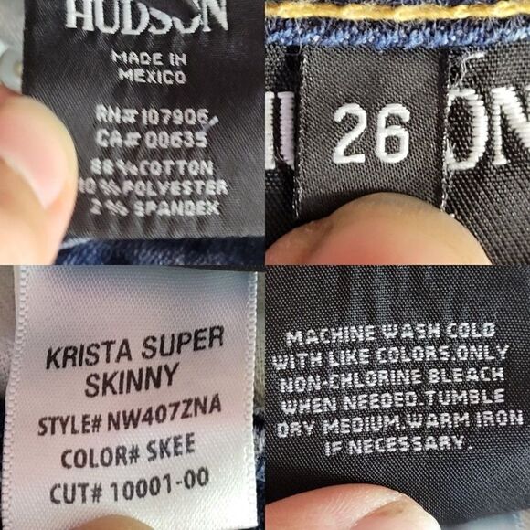 Hudson Krista Super Skinny Jeans 26 Medium Wash NW4072NA Low Rise Stretch - Picture 4 of 17